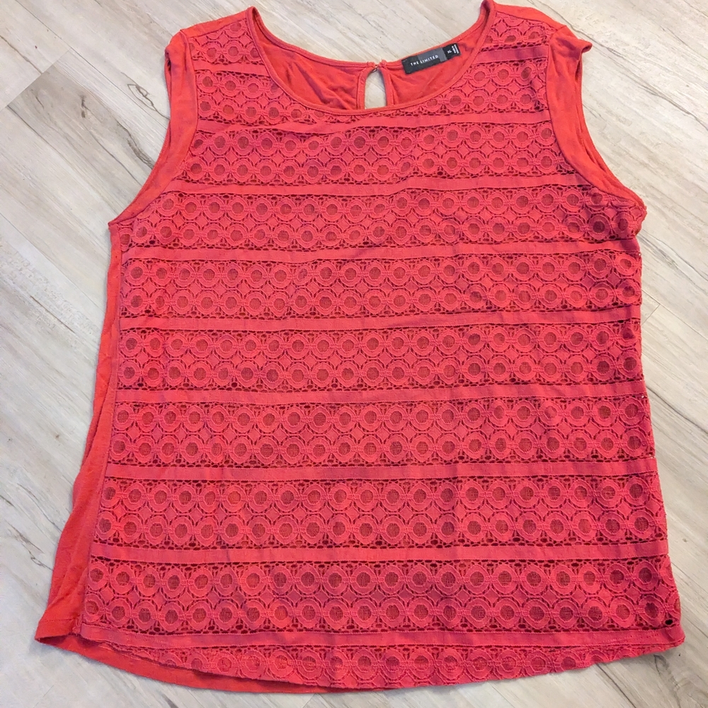 The Limited Coral Lace Front Sleeveless Tank